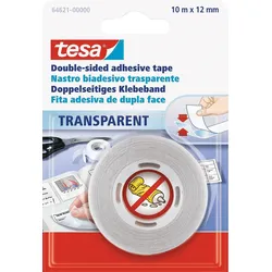 TESA 64621 - tesa® doppelseitiges Klebeband transparent 10 m : 12 mm