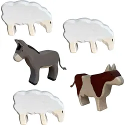 Natura Punto, Weihnachtsdeko, Weihnachtskrippe Tier-Set, Holzfiguren