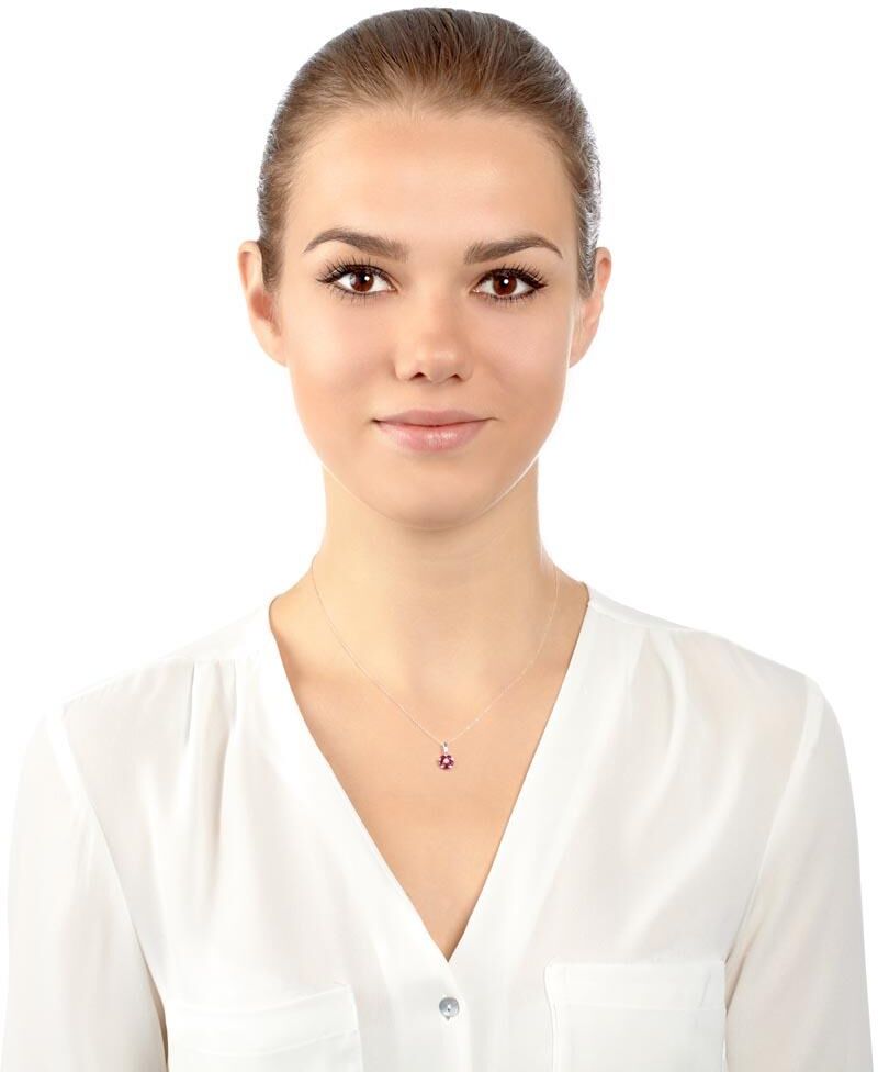 Unique Blüten-Collier Rubine Diamanten 0,595 ct gesamt silber
