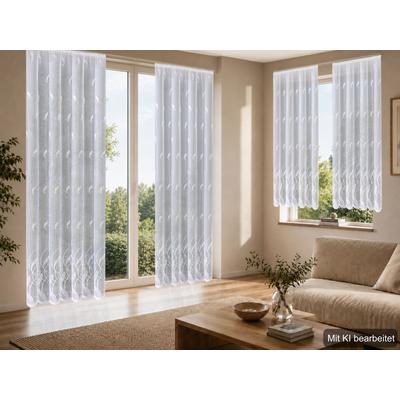 Gardine HOME WOHNIDEEN "FLAMIA", weiß, B:375cm H:145cm, Oberfläche: 100% Polyester, Gardinen, Gardine