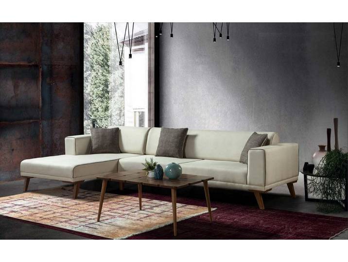 JVmoebel Ecksofa Weiße Textil-Couch im modernen Design für stilvolle Wohnräume, Made in Europa