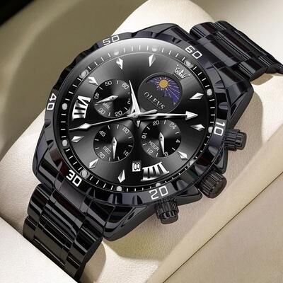 Uplifted Goods Mens Moon Phase Skeleton Watch With Luminous Hands d