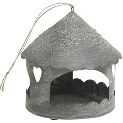 Chic Antique Winterliches Lichthaus zum Aufhängen Rund, H16/Ø 16 cm, Antique zink