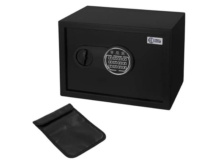 ECD Germany Safe Tresor 16L 35x25x25cm, Stahl, Wandtresor mit feuerfester Tasche, Sensorlicht, Digitale Tastatur für Schmuck & Bargeld, Elektronischer Möbeltresor Geldkassette mit PIN-Code & Schlüssel