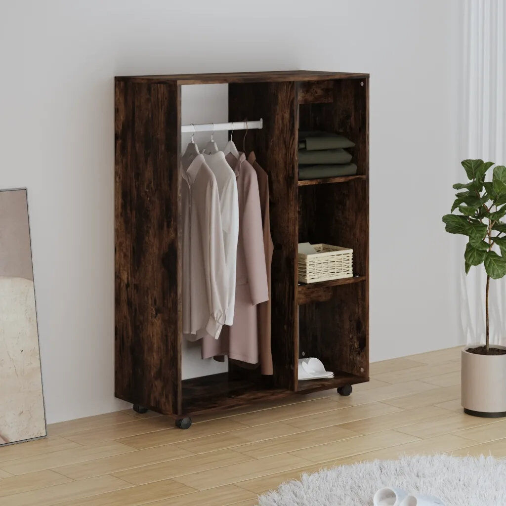 Ebern Designs Ayanda Manufactured Wood Wardrobe Smoked Oak 110cm H X 80cm W X 40cm D