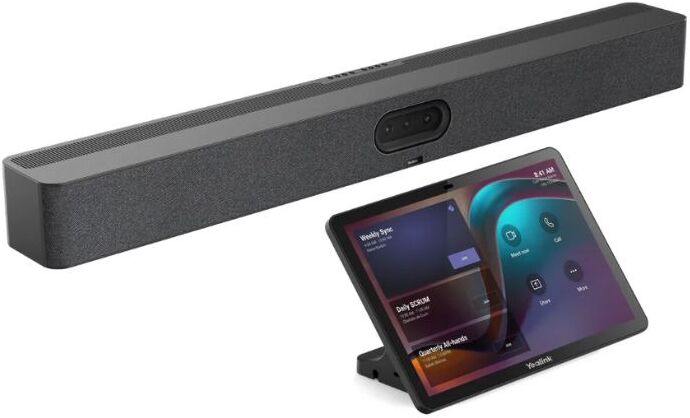 Yealink MeetingBar A50 + Tablette CTP25 Barre vidéo 4K pilotée par l'IA avec contrôleur tactile, idéale pour les salles de conférence de moyenne à