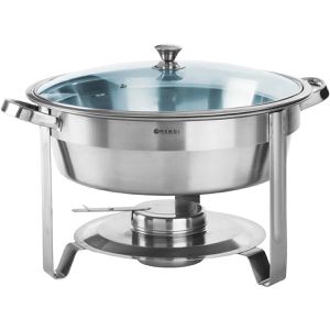 Hendi Chafing-Dish 470619, silber, mit Brennpaste, abnehmbarer Deckel, aus Edelstahl, 3,5 Liter, Ø 39 cm