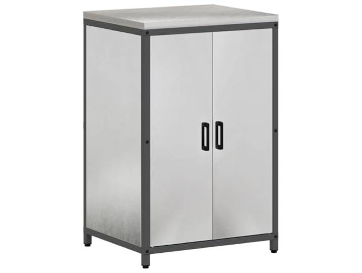 Favemtsl Küchenschrank Outdoor Beistellschrank Stahl Silber 60x50x92cm Robuster Anrichteschrank mit 2 Türen für Gartenküche, Terrasse und Essbereich: Bietet strukturierten Stauraum aus Metall.