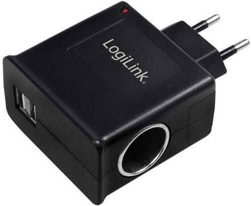 LogiLink Power Adapter USB Ladegerät 12W USB, Zigarettenanzünder-Buchse Schwarz Steckdose