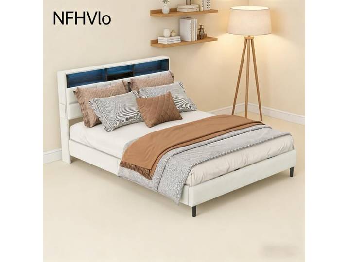 NFHVlo 160x200cm Lit capitonné avec sommier à lattes cadre de lit en bois cadre de lit sans matelas