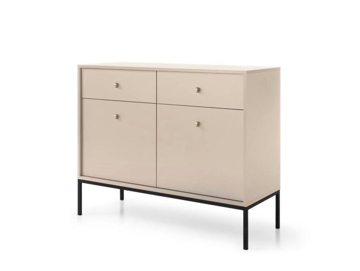 Komodee Sideboard Moncton Kom2-2D2S Metalgriffe, Beige, Metall, 104x83x39 cm, Kleinmöbel, Kommoden, Sideboards