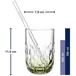 Leonardo, Tasse, Gocce Matcha Latte Gläser mit Glastrinkhalm (2) (390 ml, 12x)