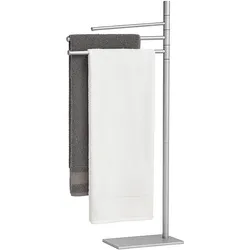 Relaxdays, Handtuchhalter + Handtuchhaken, - Handtuchständer 3 Arme Edelstahl, Silber, 82,8 x 33,5 x 14 cm
