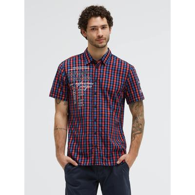 Kurzarmhemd CAMP DAVID, Herren, Gr. XL, Normalgrößen, bunt (blaze coral), Web, Material: 100% Baumwolle, figurbetont normal, gerader Abschluss, Hemden, mit Kentkragen