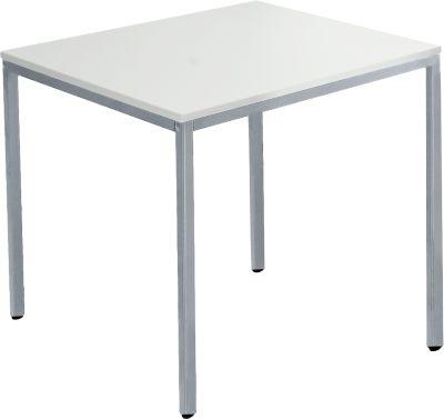 Schäfer Shop Pure Stahlrohrtisch, Rechteck, Quadratrohrfuß, B 800 x T 700 x H 720 mm, lichtgrau/weißaluminium