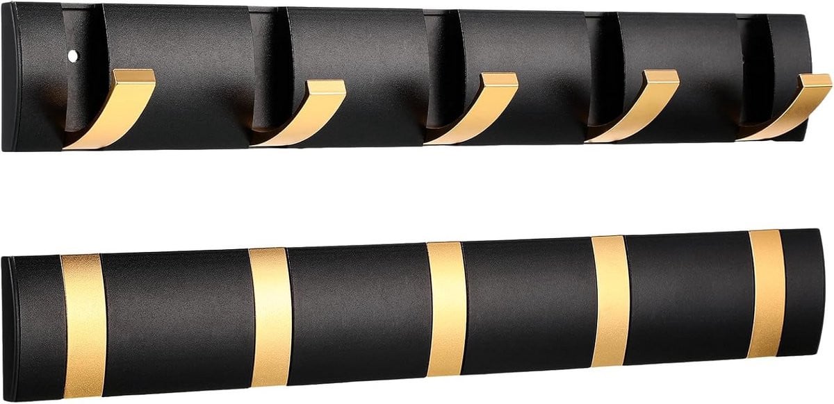 Set van 2 Wandkapstokken met Intrekbare Haken voor in de Hal of Badkamer