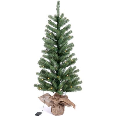 IC WINTERWORLD Künstlicher Weihnachtsbaum "LED-Tannenbaum, künstlicher Christbaum", grün (grün, natur), H: 120cm bis, Weihnachtsbäume, Weihnachtsdeko mit Jutebeutel um den Betonfuß, Batteriebetrieb