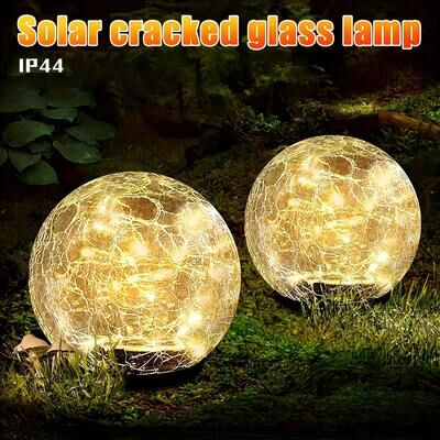 Uplifted Finds Solar Crack Glass Lamp   30 LED Waterproof Garden Light For Pathways & Lawns white
