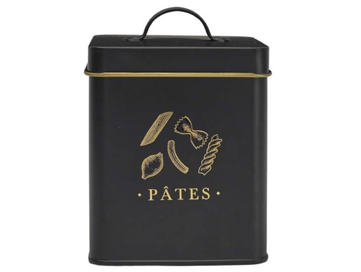 COOK CONCEPT Boîte en Métal pour Pâtes Hermétique 1\,5 L Noir et Doré Métal robuste\, hermétique\, conservation pâtes\, contenance 1\,5 L\, design noir et doré\, cuisine\, facile à nettoyer