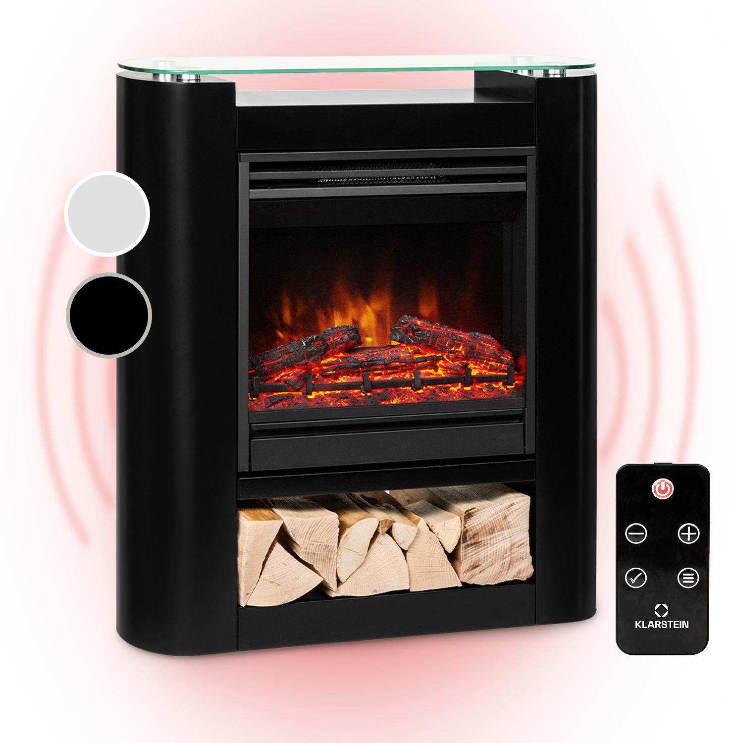 Klarstein Elektrokamin, Elektro Heizungen für Wohnzimmer & Innenräume, Elektrischer Kamin mit LED Flammen, Sparsamer Elektroofen, Heizlüfter mit Timer, Einstellbarer Thermostat, Heizung 1800 W