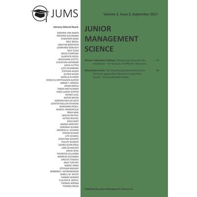 Junior Management Science, Volume 2, Issue 2, September 2017, Taschenbuch von Junior Management Science E. V., GRIN, 978-3-346-08164-3