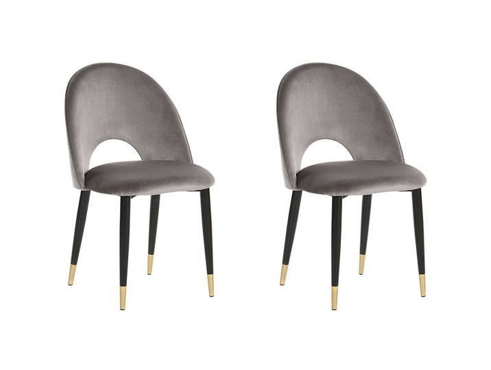 STUHL 2er-Set Samtstoff Grau Magalia