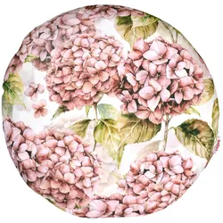 KISSENHÜLLE Rund Landlust-Hortensie burgundy-rose 40 cm Ø