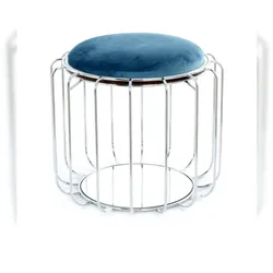 Kayoom Beistelltisch / Pouf Corette 100 Petrol / Silber
