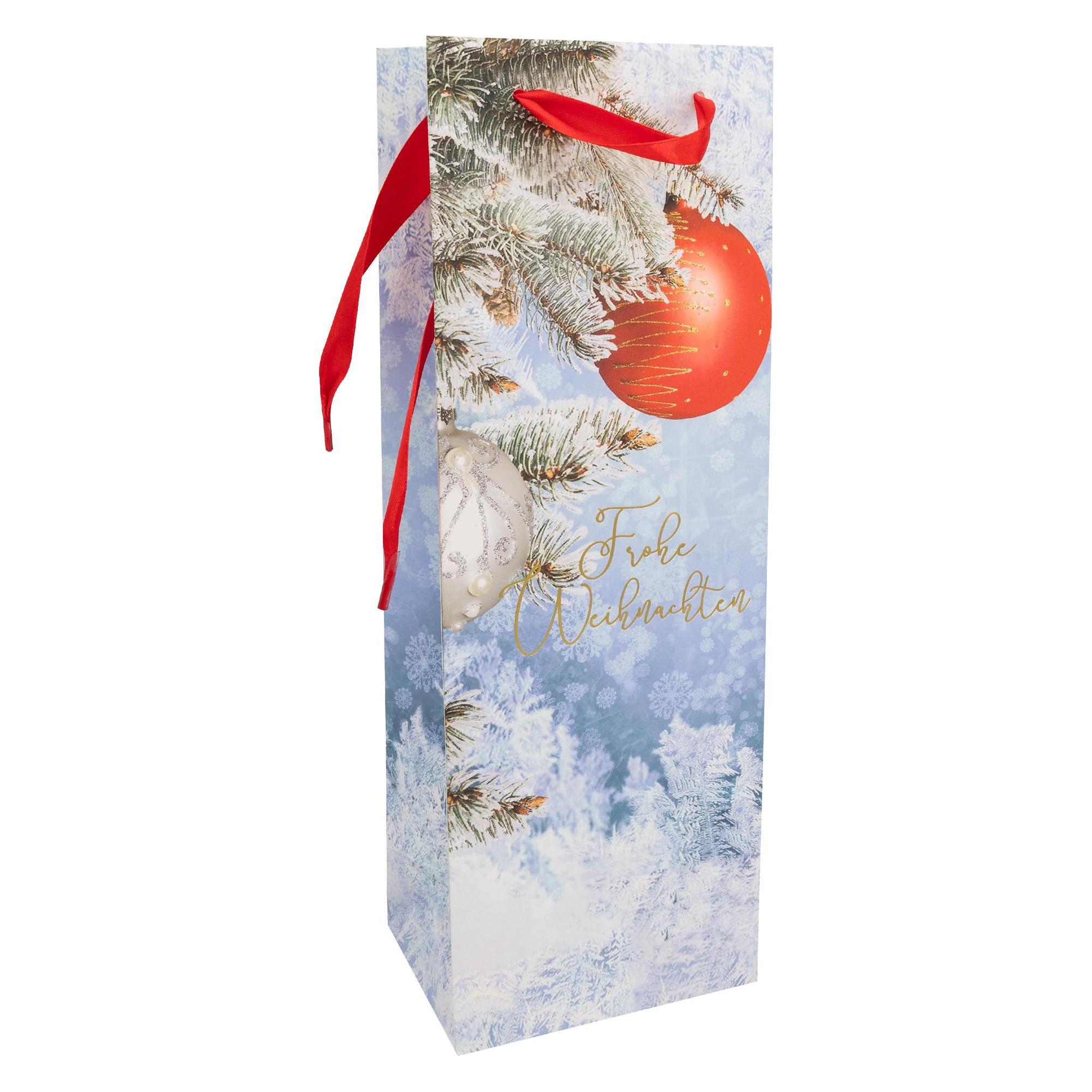 Idena Flaschentasche Weisse Weihnachten mehrfarbig 12x9x36cm (49621012)