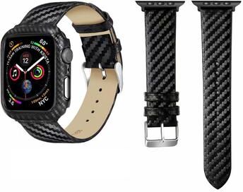 Everyday Crate Apple Watch Genuine Leather Carbon Fiber Strap Premium Replacement Band Apple Watch Genuine Leather Carbon Fiber Strap Premium Replacement Band