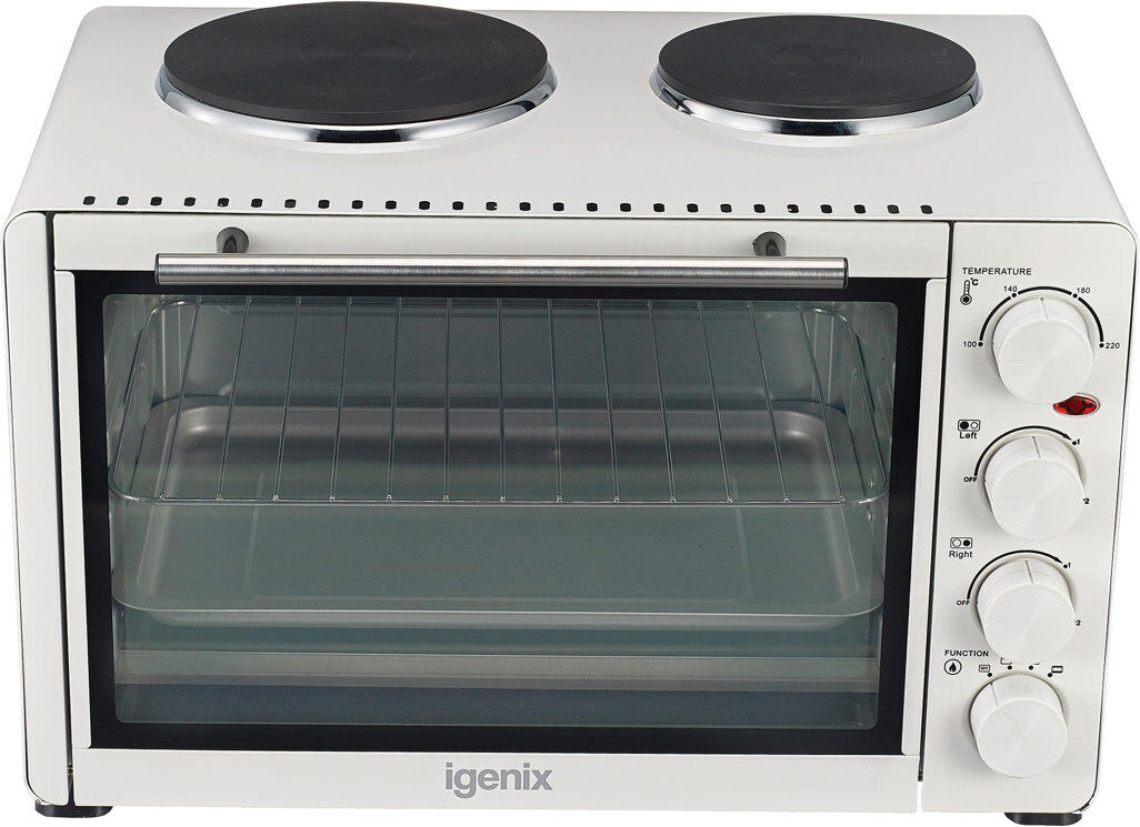 Igenix 30L Electric Mini Oven with Double Hotplates White