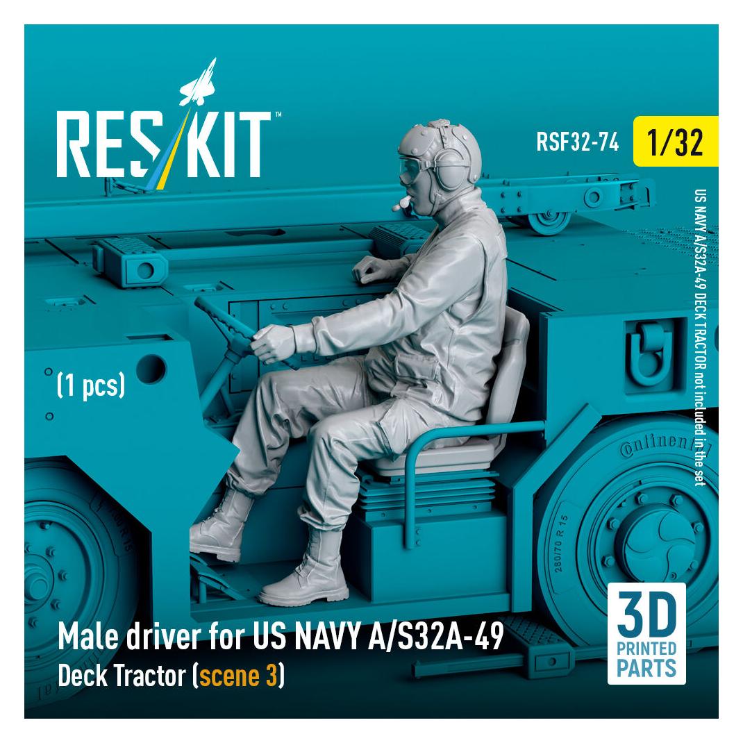 ResKit Male driver for US NAVY A/S32A-49 Deck Tractor (scene 3) (1 pcs) (3D Printed) (RSF32-0074)