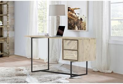 Armen Living Peridot 2 Drawer Desk in Natural Acacia Wood