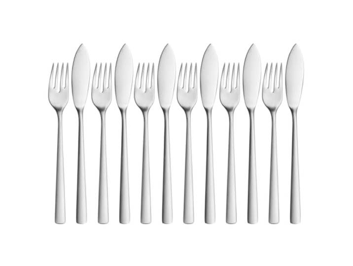 WMF Corvo Fischbesteck 12 teilig, 6 Personen, Besteck Set, Fischgabel, Fischmesser, Cromargan protect Edelstahl teilmattiert, kratzbeständig, spülmaschinenfest