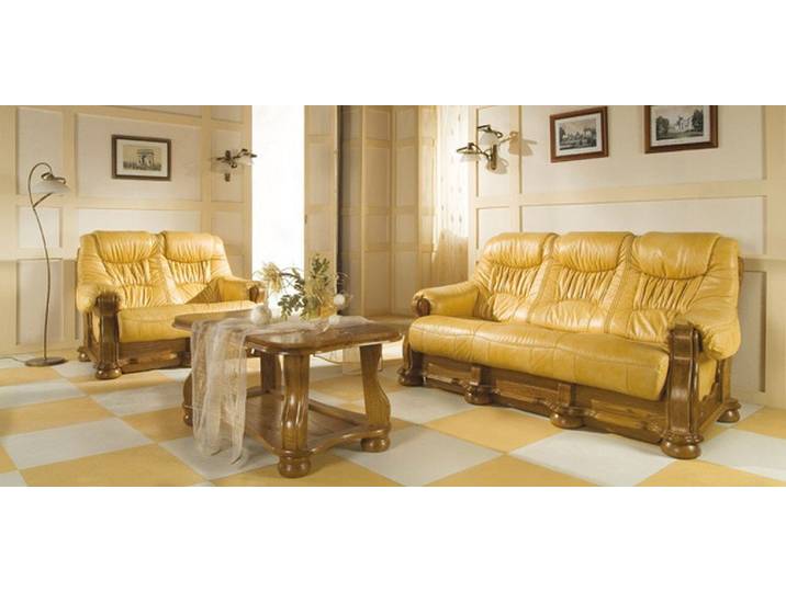 JVmoebel Polstergarnitur Elegante gelbe Leder-Wohnlandschaft mit hochwertiger Polsterung, (2-tlg), Made in Europa