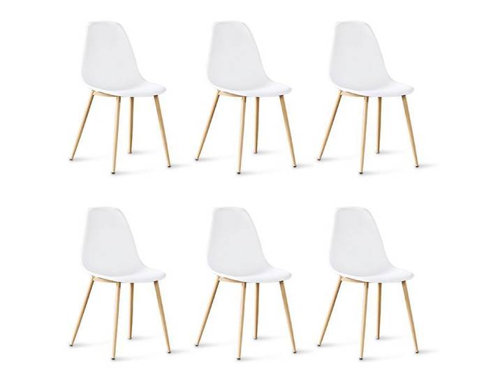 Lot de 6 chaises scandinaves blanches - Ela - DESIGNETSAMAISON