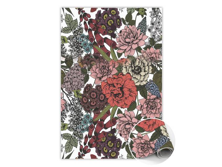 Tulup Vinyl Teppich 120x180 cm Verschiedene Blumen, Mehrfarbig, Kunststoff, Rechteckig, 120x180 cm, Teppiche und Böden, Teppiche, Outdoorteppiche