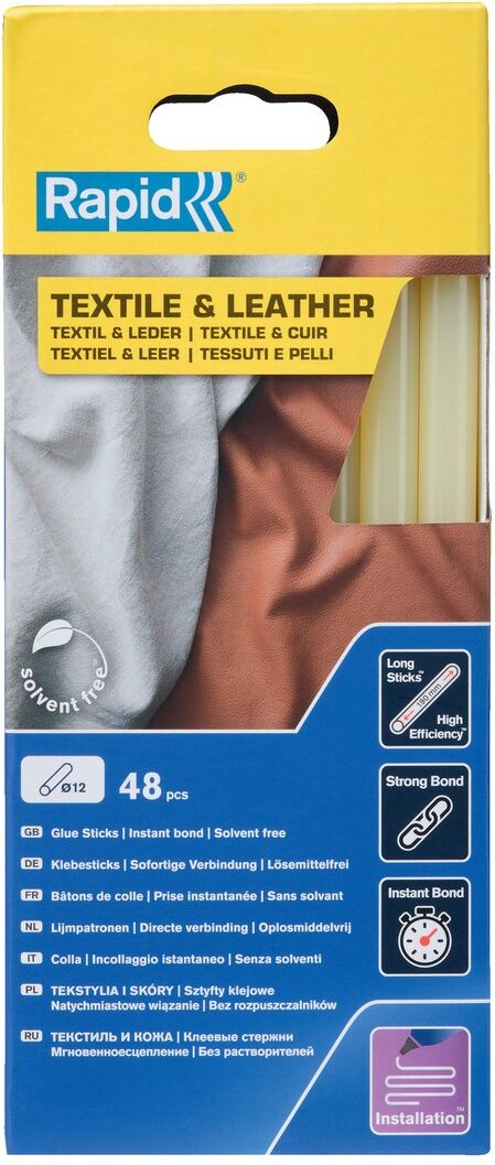 Isaberg Rapid AB Rapid 12 mm Klebesticks Textil & Leder, lang, 48 Klebesticks
