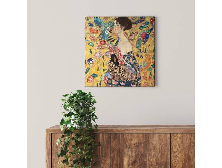 Impression sur toile Lady with Fan Polyester PVC / Épicéa Jaune 50 x 50cm
