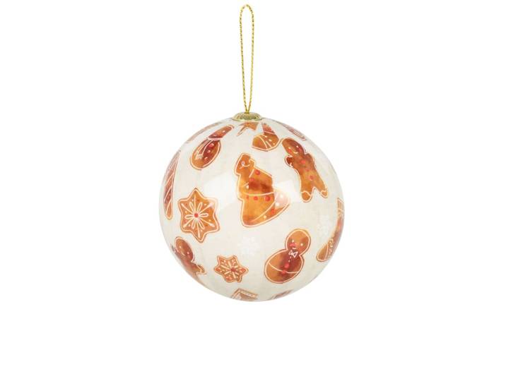 Weihnachtskugel aus Papier, beige, weiß, braun und rot