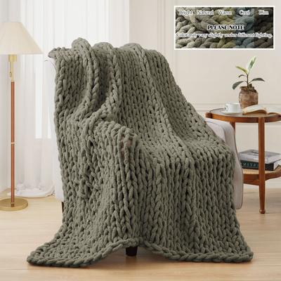 Peace Nest "Handmade Chunky Knit Chenille Yarn Throw Blanket 50""x60"""