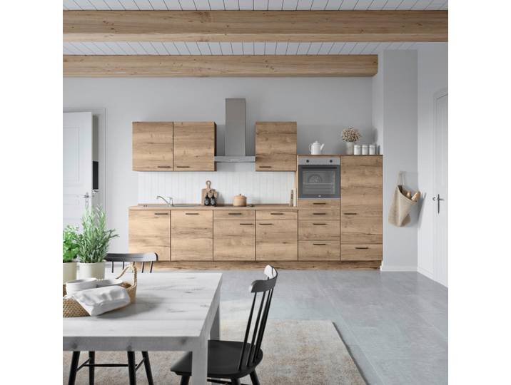 Küchenleerblock, Eiche Dunkel, 360 cm, Metall, Soft-Close, Modern, Nobilia