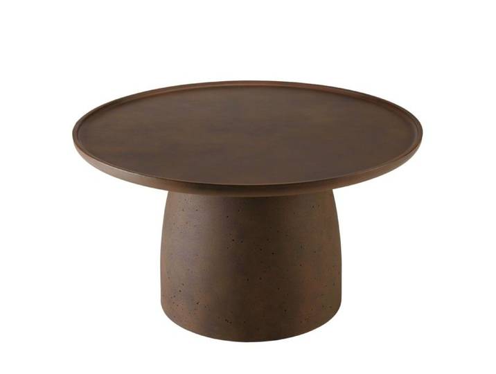 MACABANE NESTOR - Table basse ronde en béton marron D80cm