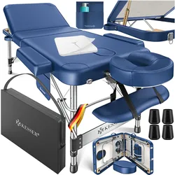 KESSER® Mobile Massageliege klappbar & höhenverstellbar 3 Zonen Massagebett Massagetisch Kosmetikliege Breit Therapieliege Aluminium + 10x Gesichtsauflage mit Kopfstütze Armlehnen & Tasche