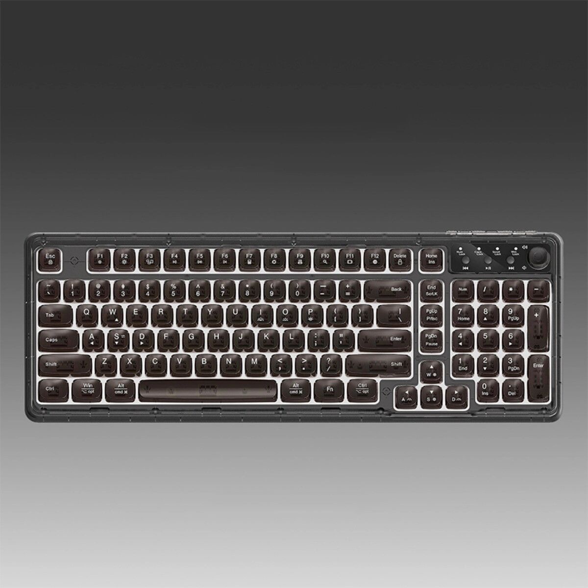 INF Kabelgebundene 99-Tasten RGB-Tastatur mit Multimedia-Lautstärkeregler, wasserdichtem Design und abnehmbarem Type-C-Kabel, Schwarz