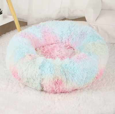 Uplift Curations Large Dog Donut Bed Plush Round Basket Bed For Dogs And Small Pets colorful 27.6 In