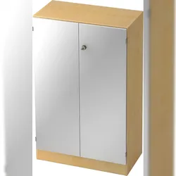 bümö office Aktenschrank abschließbar, Büroschrank klein aus FSC-Holz, 80cm breit in Ahorn/Silber - abschließbarer Schrank, Büroschrank abschließbar,