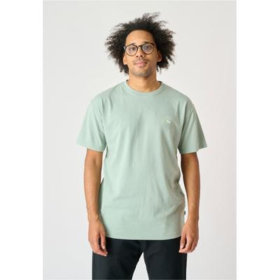 T-Shirt CLEPTOMANICX "Embroidery Gull Mono", Herren, Gr. S, grün (hellgrün), 100% Baumwolle, bestickt, normal, Rundhals, Shirts T-Shirt, mit lockerem Schnitt