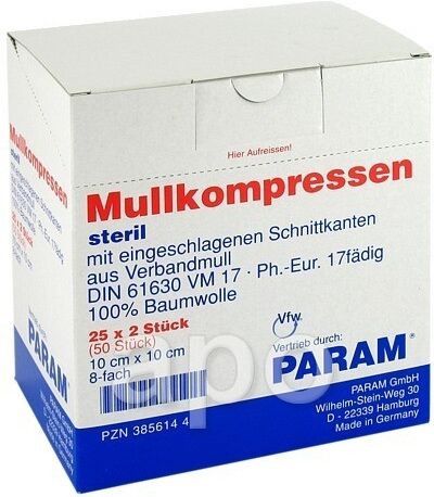 Param GmbH Mullkompressen 10x10 cm 8-fach steril 25X2stk