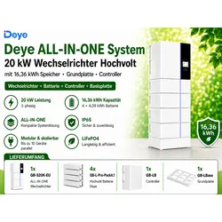 Deye  ALL-IN-ONE  System  20kW  Wechselrichter  Hochvolt  mit  16,36  kWh  Speicher  Grundplatte  Controller